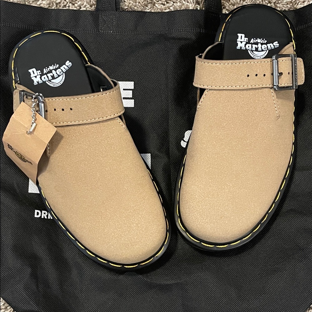 Dr. Martens Beige Buckle Clogs